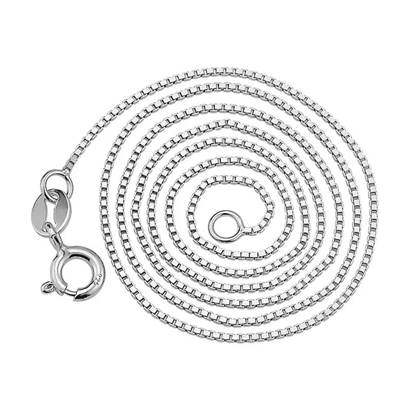 925 Sterling Silver Box Chain Necklace for Women and Children 40cm 0.8mm DIY Jewelry