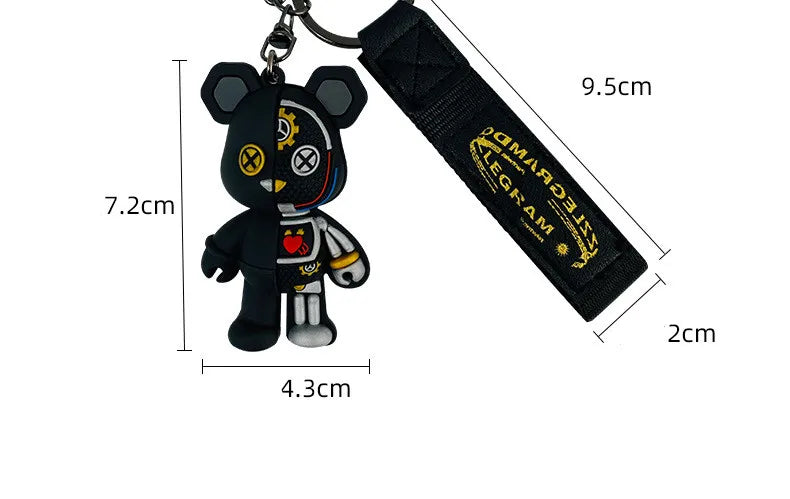 Cute Cartoon Mechanical Bear Keychain Pendant for Bags and Accessories