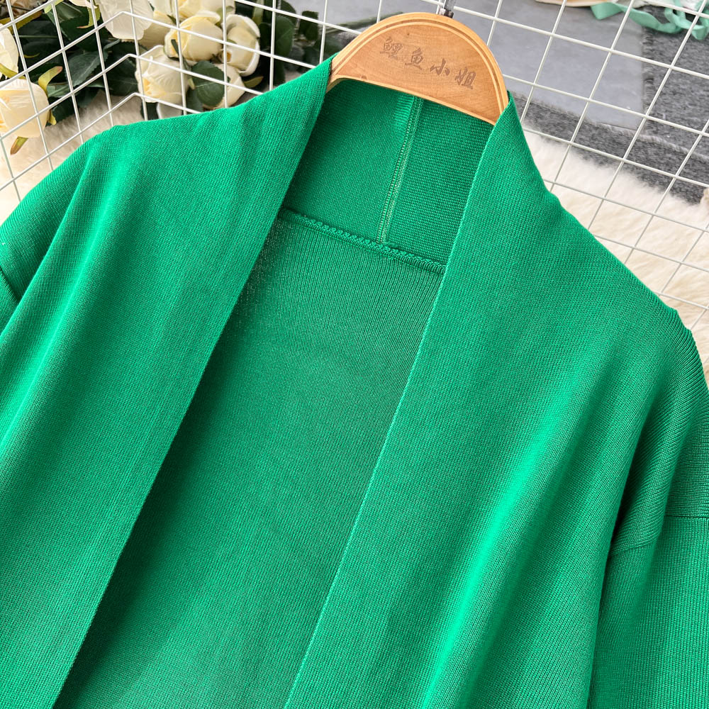 3 Piece Knitted Tracksuit Set for Women Comfy Loungewear with Long Cardigan Coat Turtleneck Vest and Pants