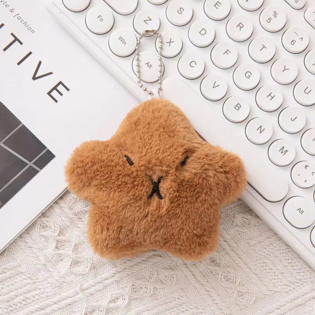 Kawaii Cartoon Squeeze Capybara Plush Keychain Soft Stuffed Animal Keyring Toy for Kids