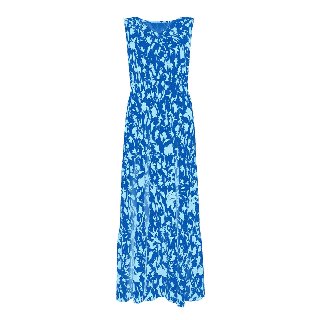 Floral Summer Dress With V Neck Suspender Flowing Fit