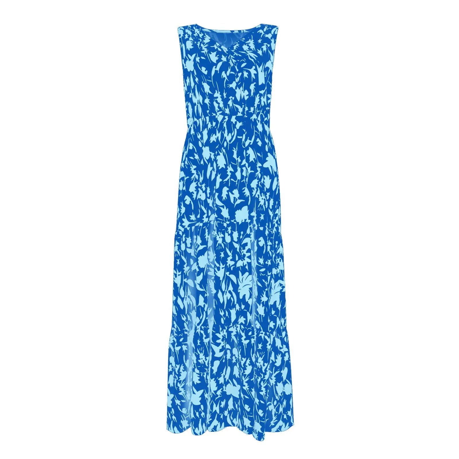 Floral Summer Dress With V Neck Suspender Flowing Fit