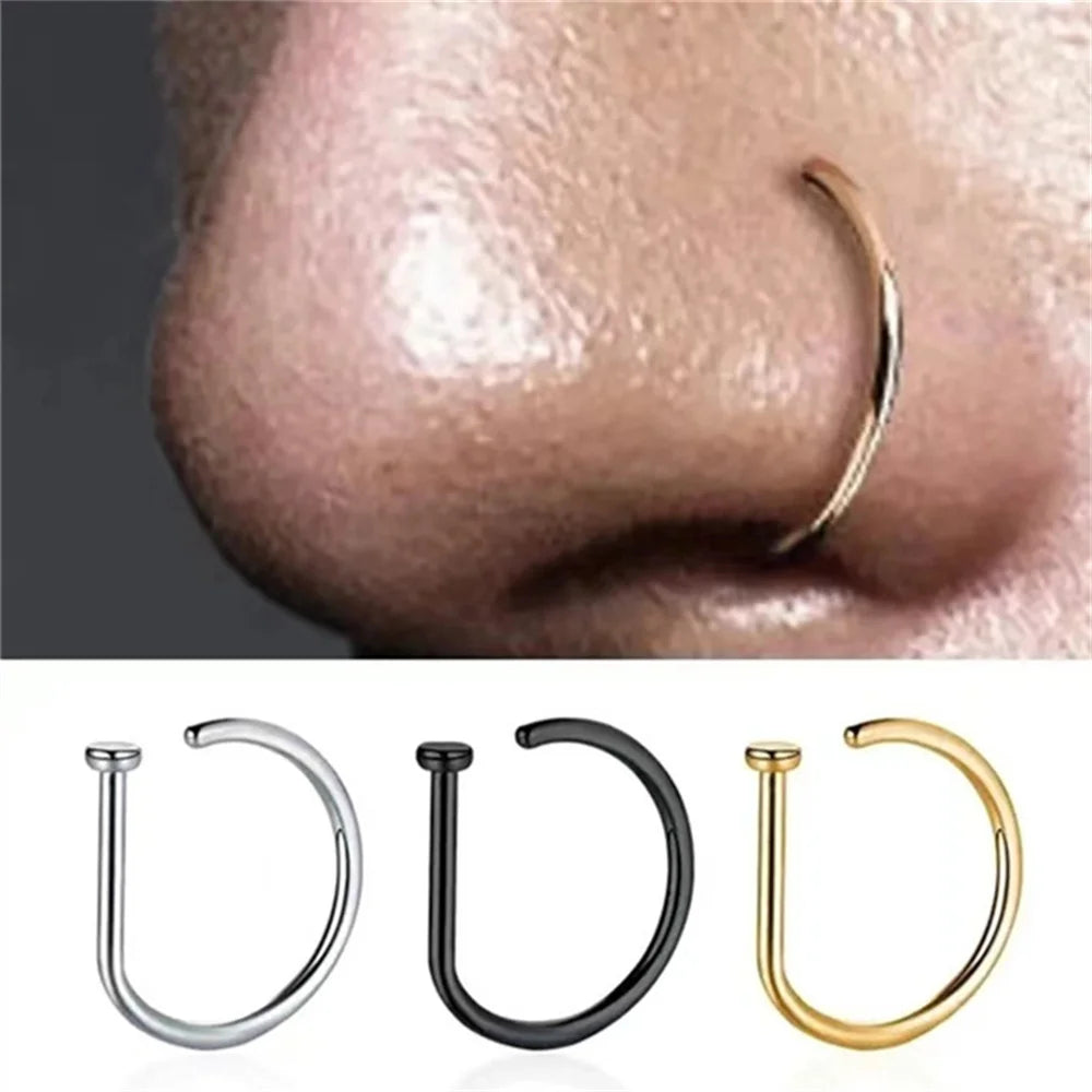 Fashion Non Piercing Nose Clip Earrings for Men and Women - Stainless Steel Punk Style Septum Jewelry