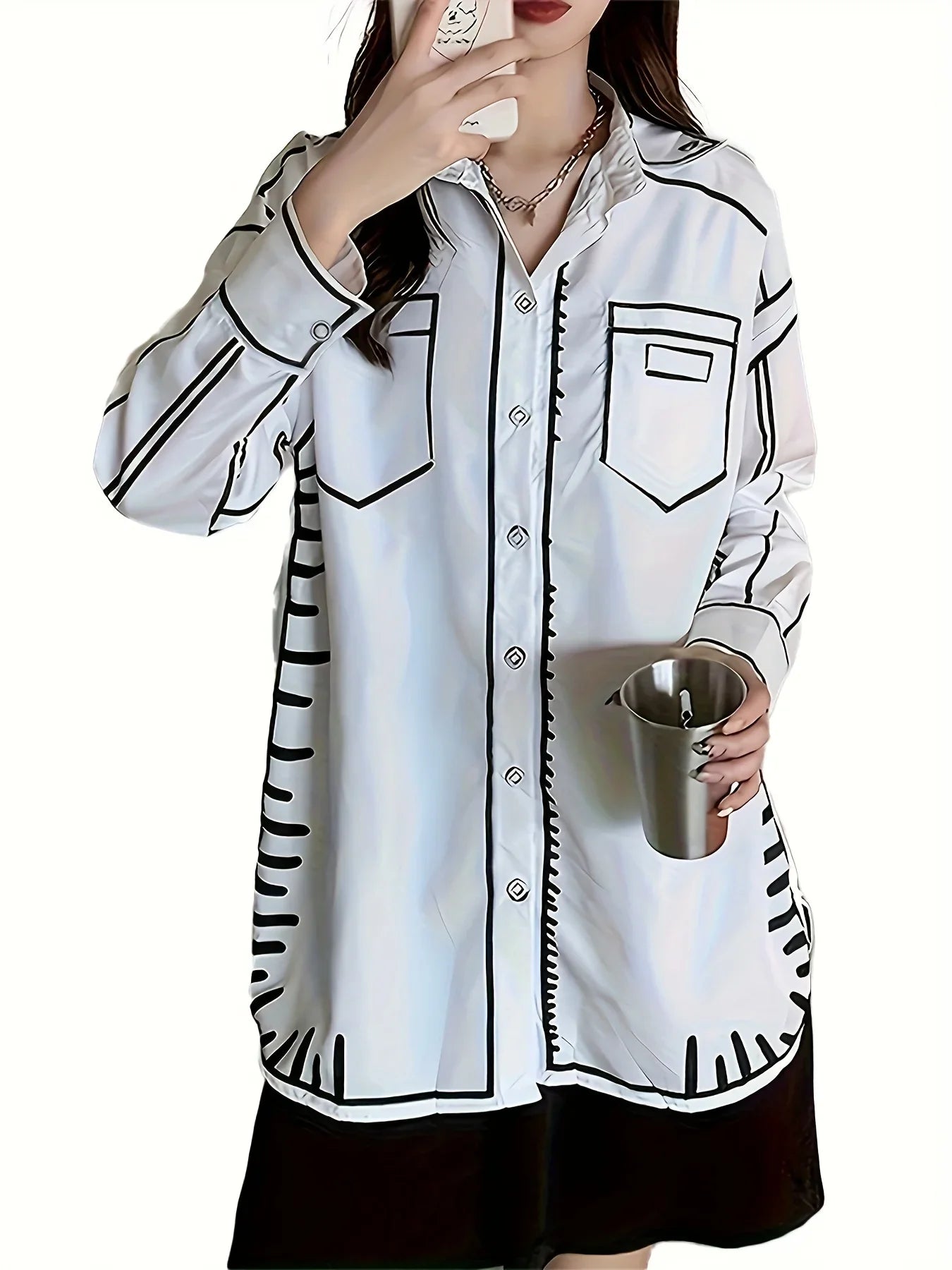 Y2K Style Casual Long Sleeve Women Blouse Vintage Inspired Trendy Ladies Shirt Top Blusas Mujer