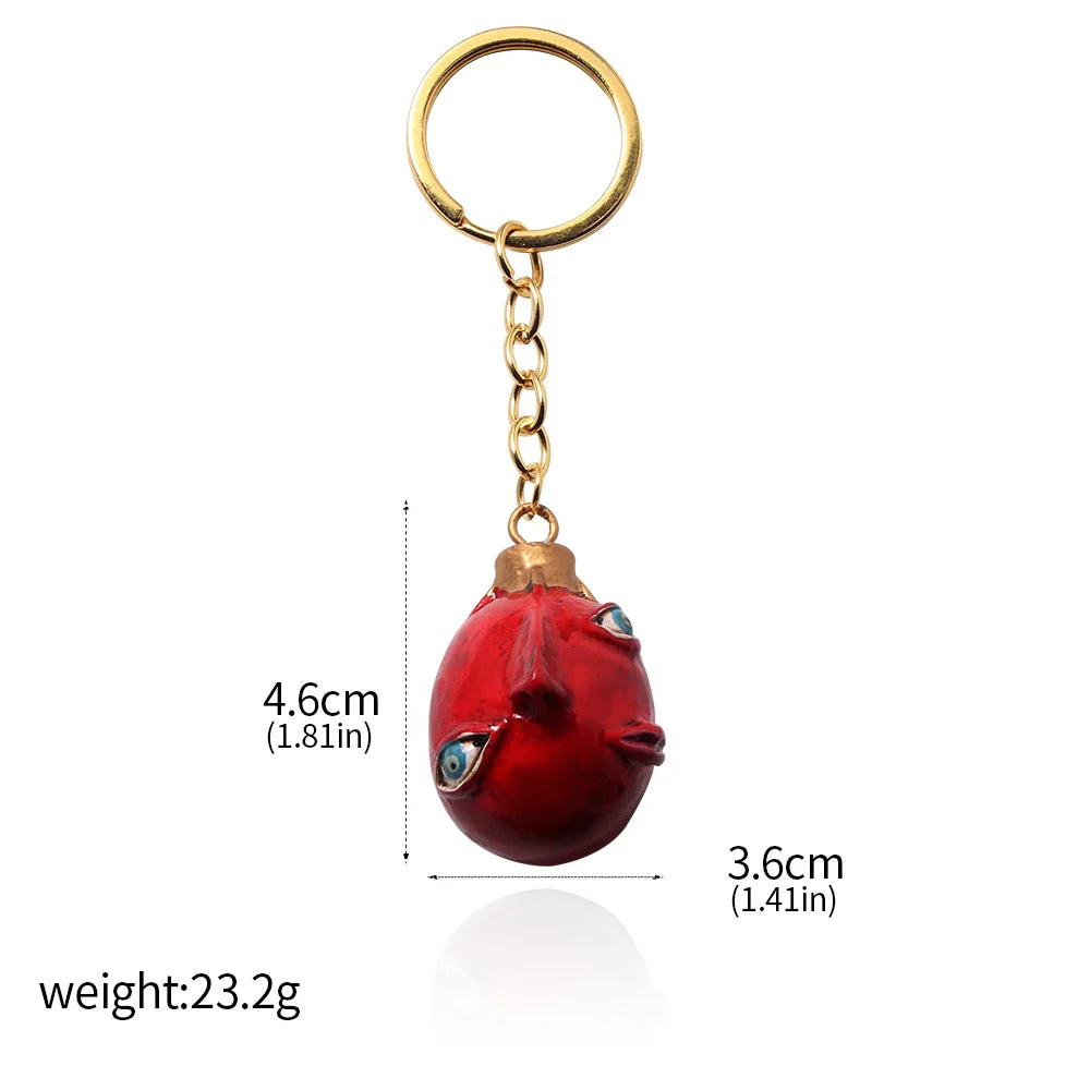 Anime Red Skull Keychain Berserk Warrior Griffith Guts Keyring Cosplay Prop Gift for Men and Women