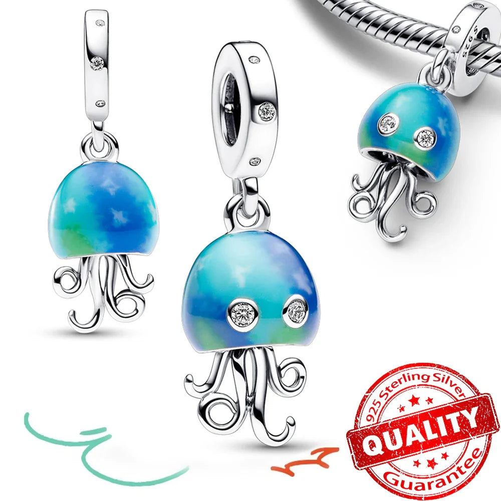 Underwater World 925 Sterling Silver Ocean Animal Pendant for DIY Bracelet or Necklace