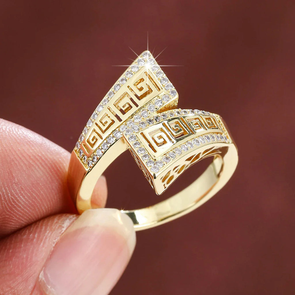Ladies Geometric Zircon Ring for Elegant Personality Style