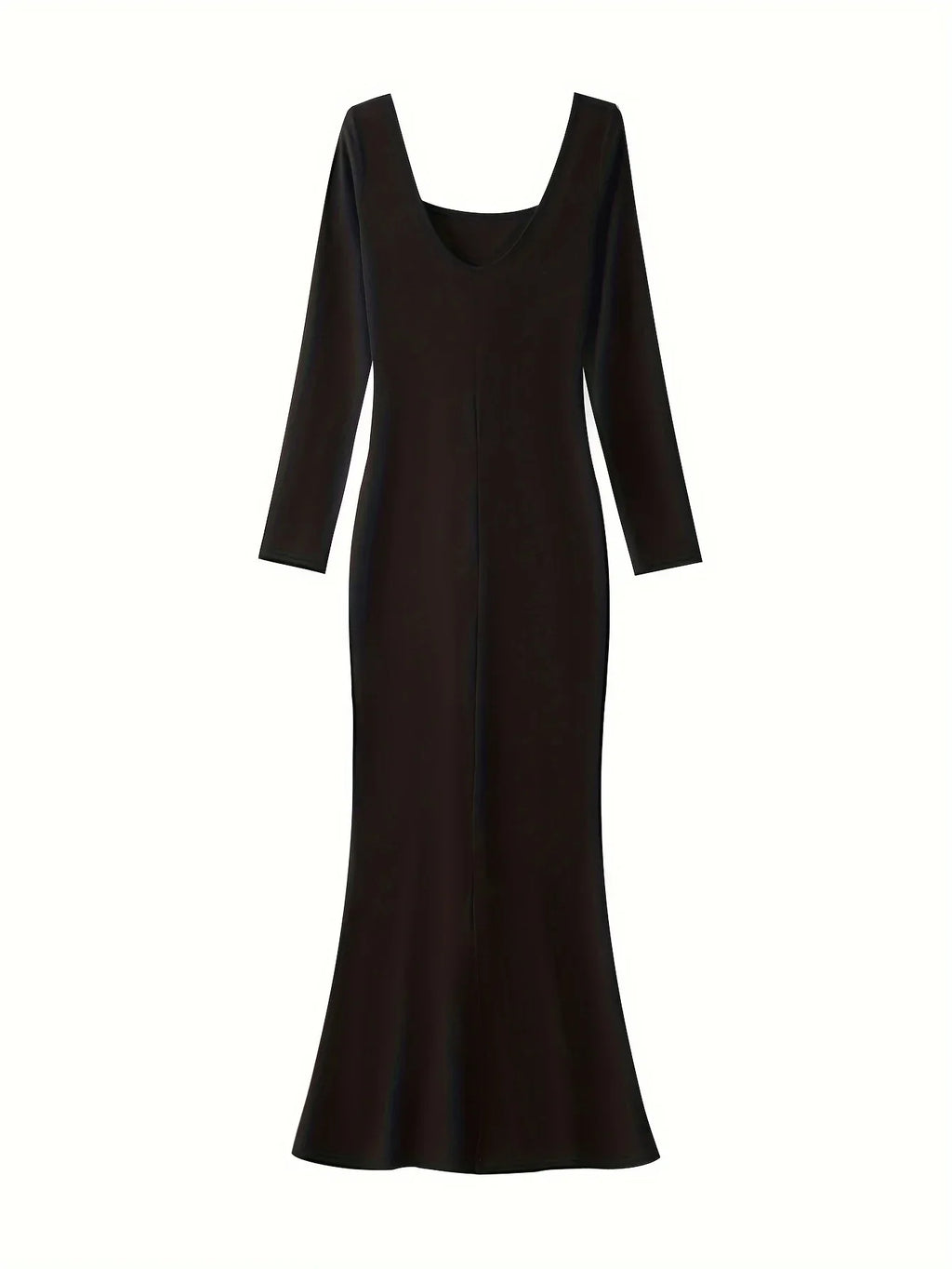 Ribbed Knit Long Sleeve Maxi Dress Slim Fit Bodycon