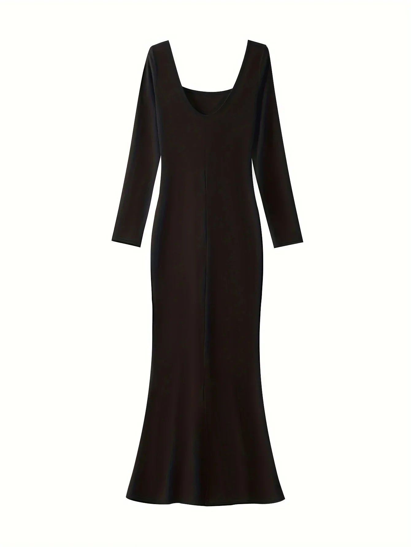 Ribbed Knit Long Sleeve Maxi Dress Slim Fit Bodycon