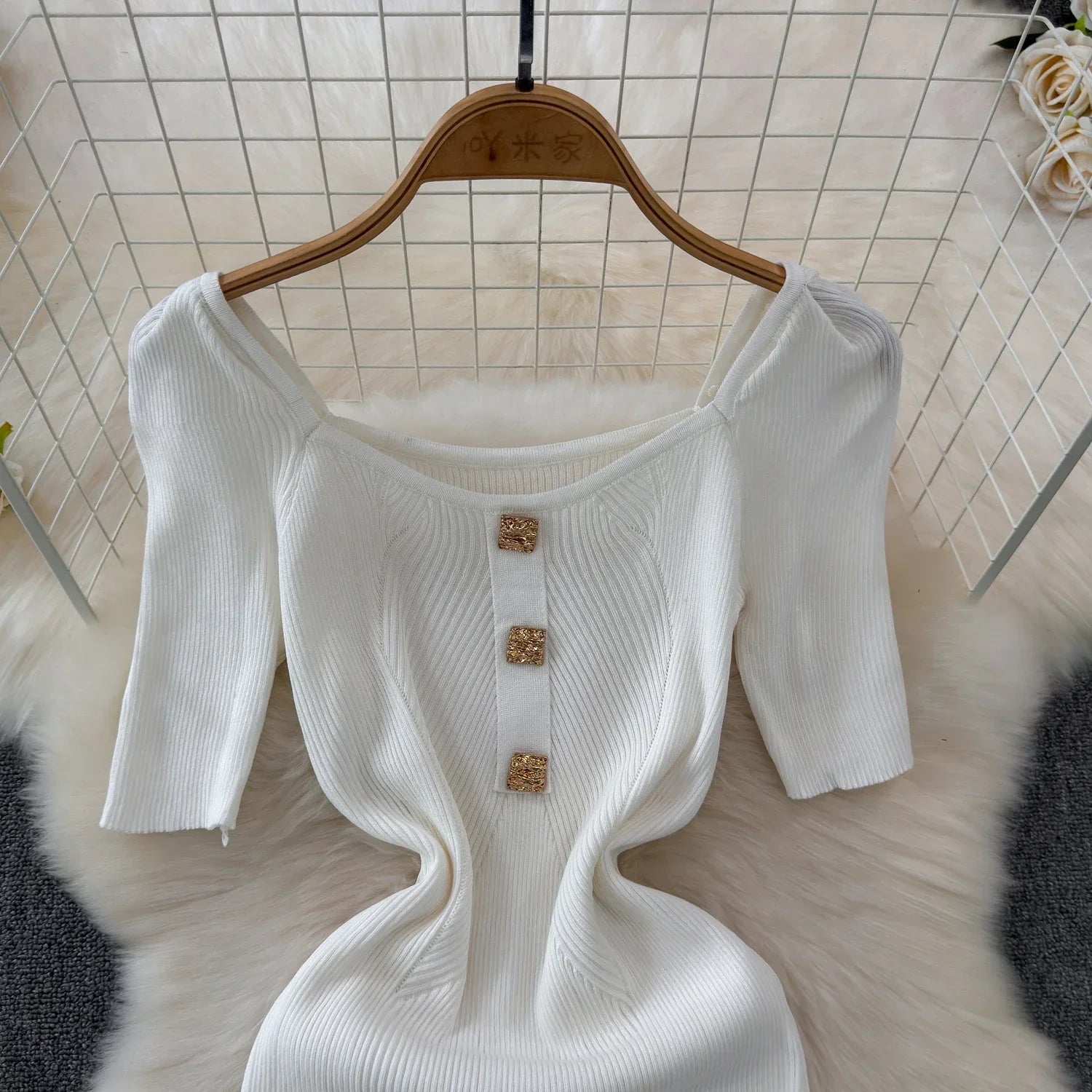 Knitted Bodycon Dress Women Square Collar Summer Long Dress