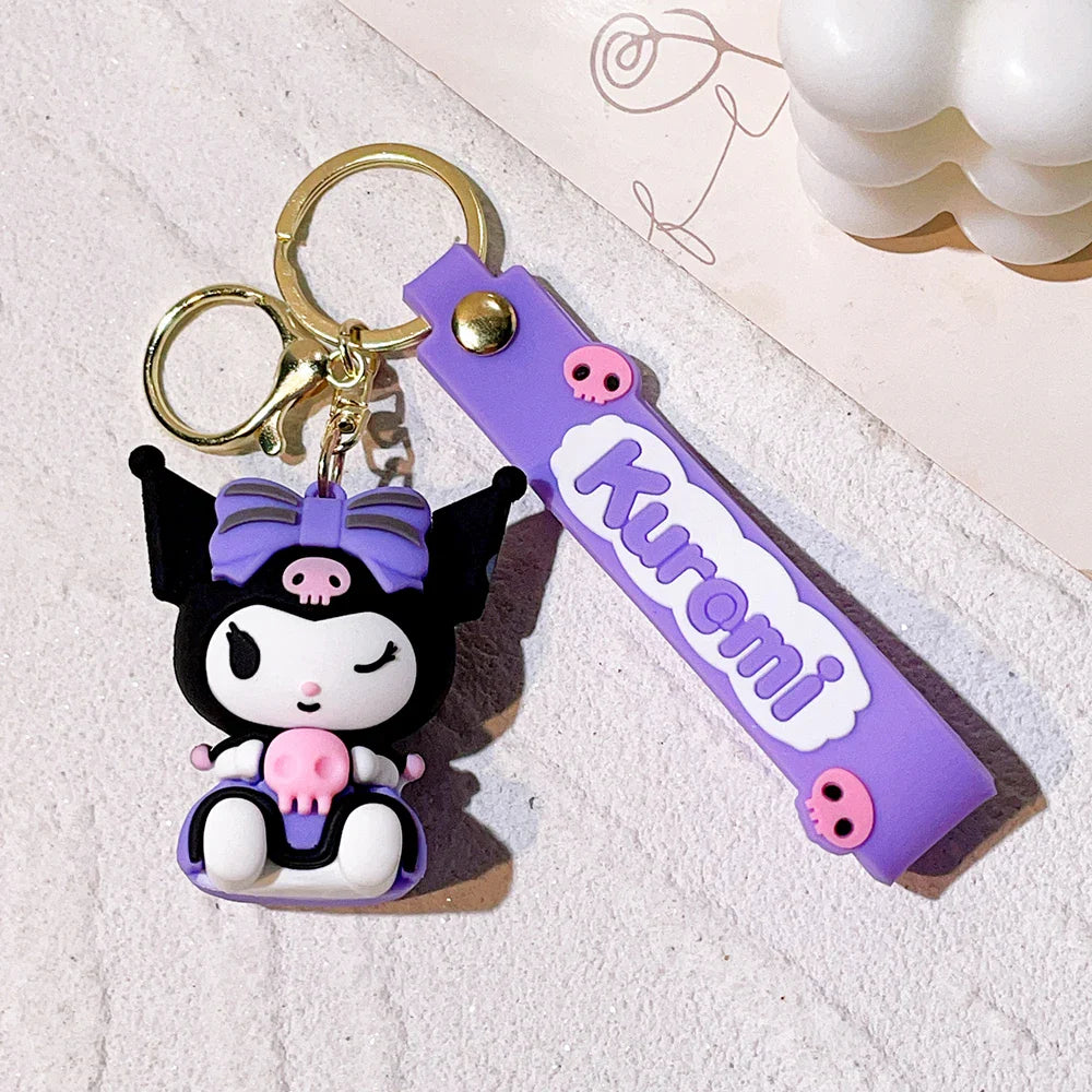 Kawaii Sanrio Kuromi Keychain PVC Doll Cartoon Anime Bag Pendant Car Keyring Accessory