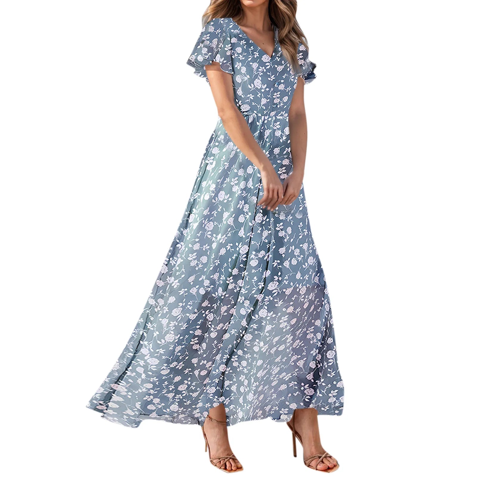 Floral Chiffon Maxi Dress for Summer Wedding Guest Chic