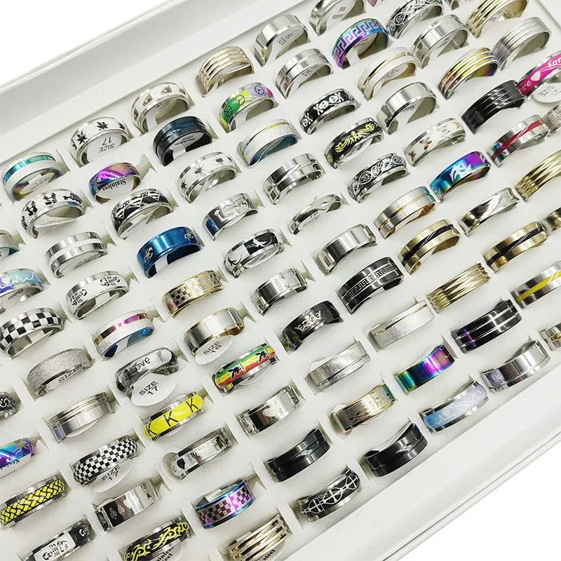 20 Pieces Mixed Style Stainless Steel Finger Rings for Women and Men Fashion Party Jewelry