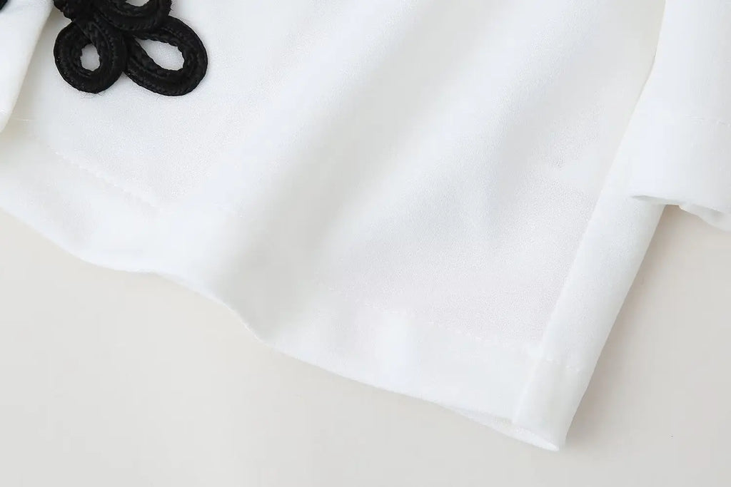 Women's Summer 2-Piece Set Solid Color Puff Sleeve Shirt and Zipper Mid-Rise Street Pants