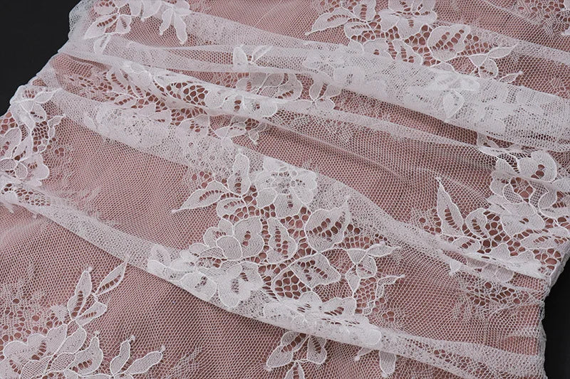 Lace Side Square Neck Dress for Elegant Evening Party