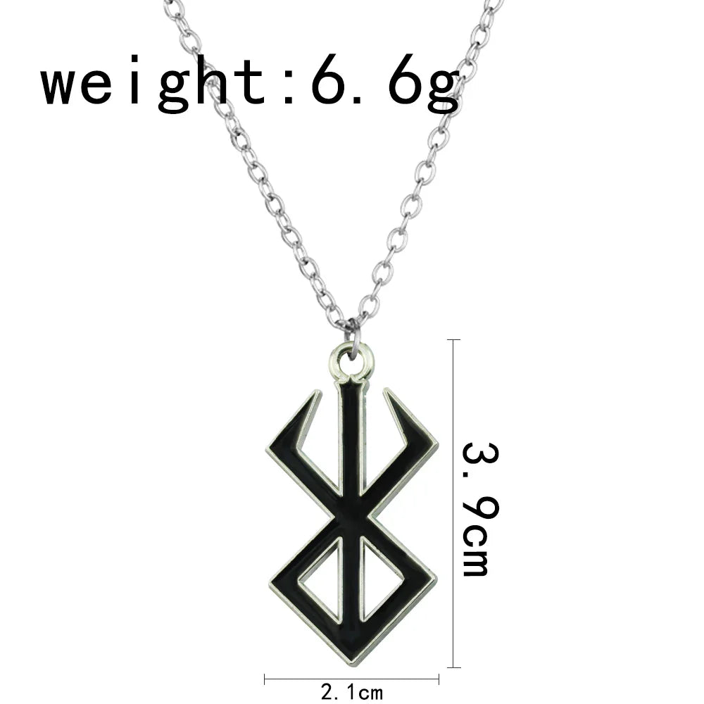 Norse Viking Symbol Pendant Necklace for Men, Hip Hop Jewelry Inspired by Berserk Mythology
