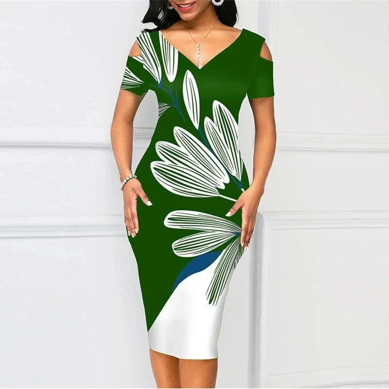 Backless Bodycon Dress For Party Elegant V Neck Patchwork