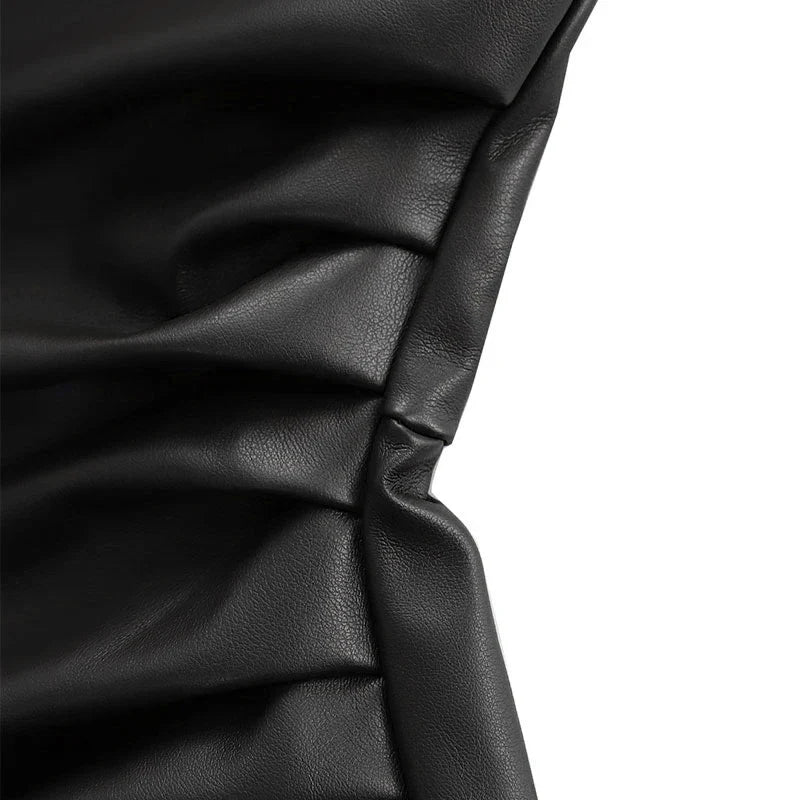 Black PU Leather Mini Bodycon Dress For Party Nights