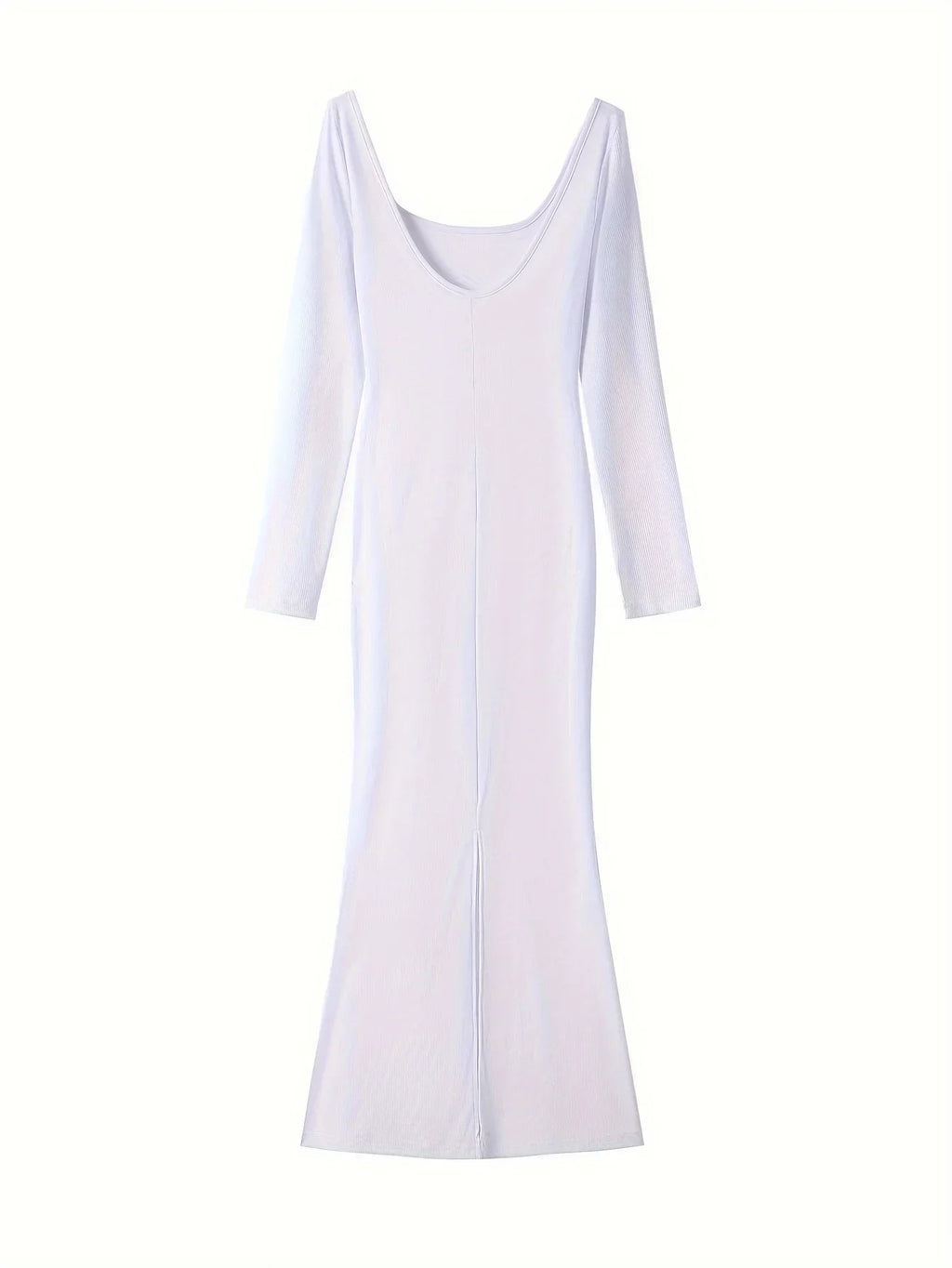 Ribbed Knit Long Sleeve Maxi Dress Slim Fit Bodycon