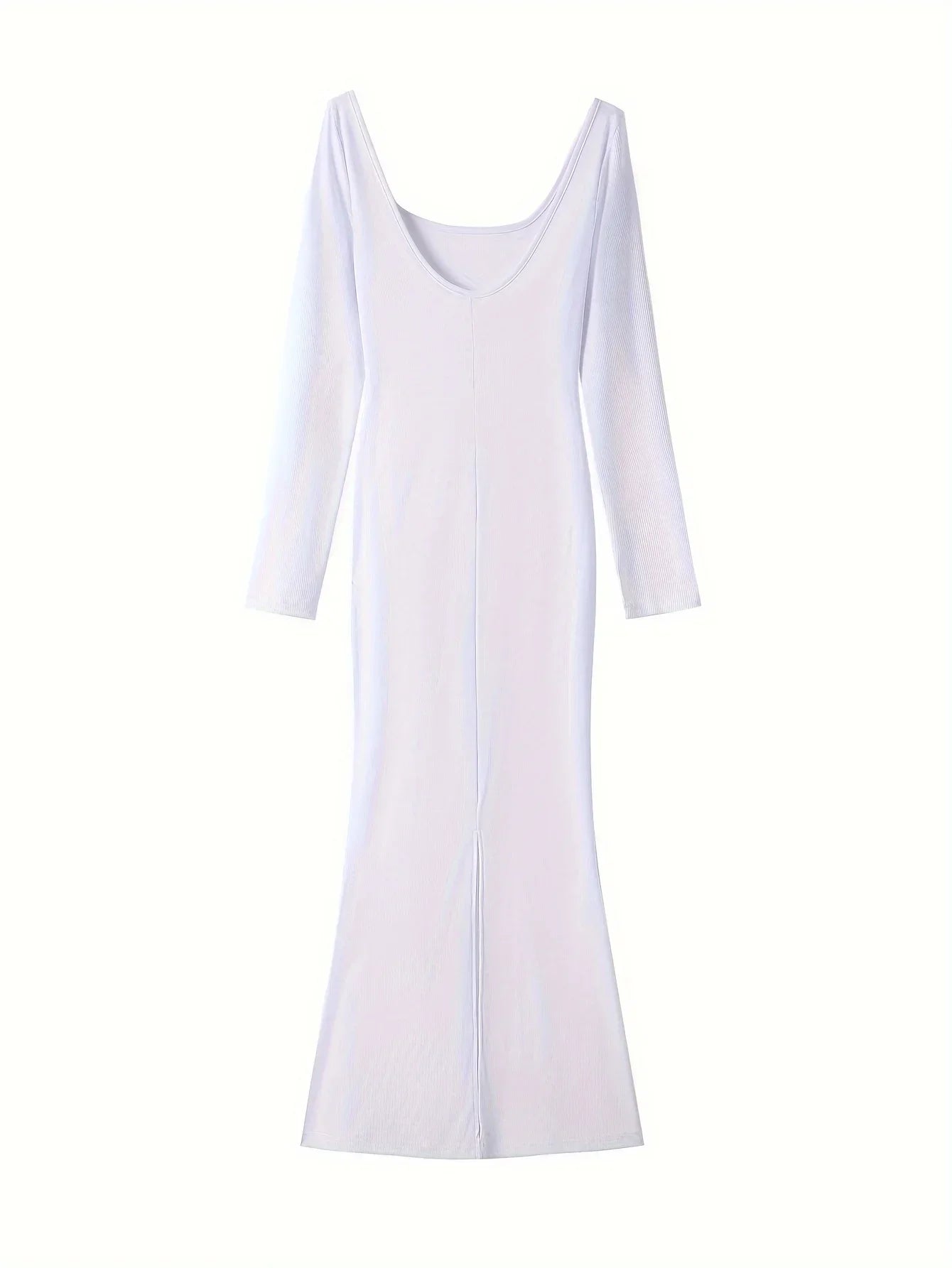 Ribbed Knit Long Sleeve Maxi Dress Slim Fit Bodycon