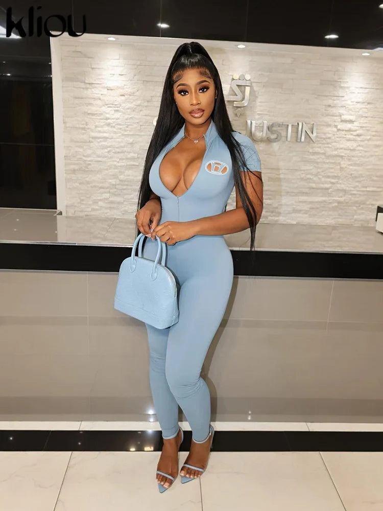 Women's Autumn Ankle-Length Slim-Fit Milk Silk Jumpsuit with Front Zipper Casual One-Piece Overall for Junior Girls