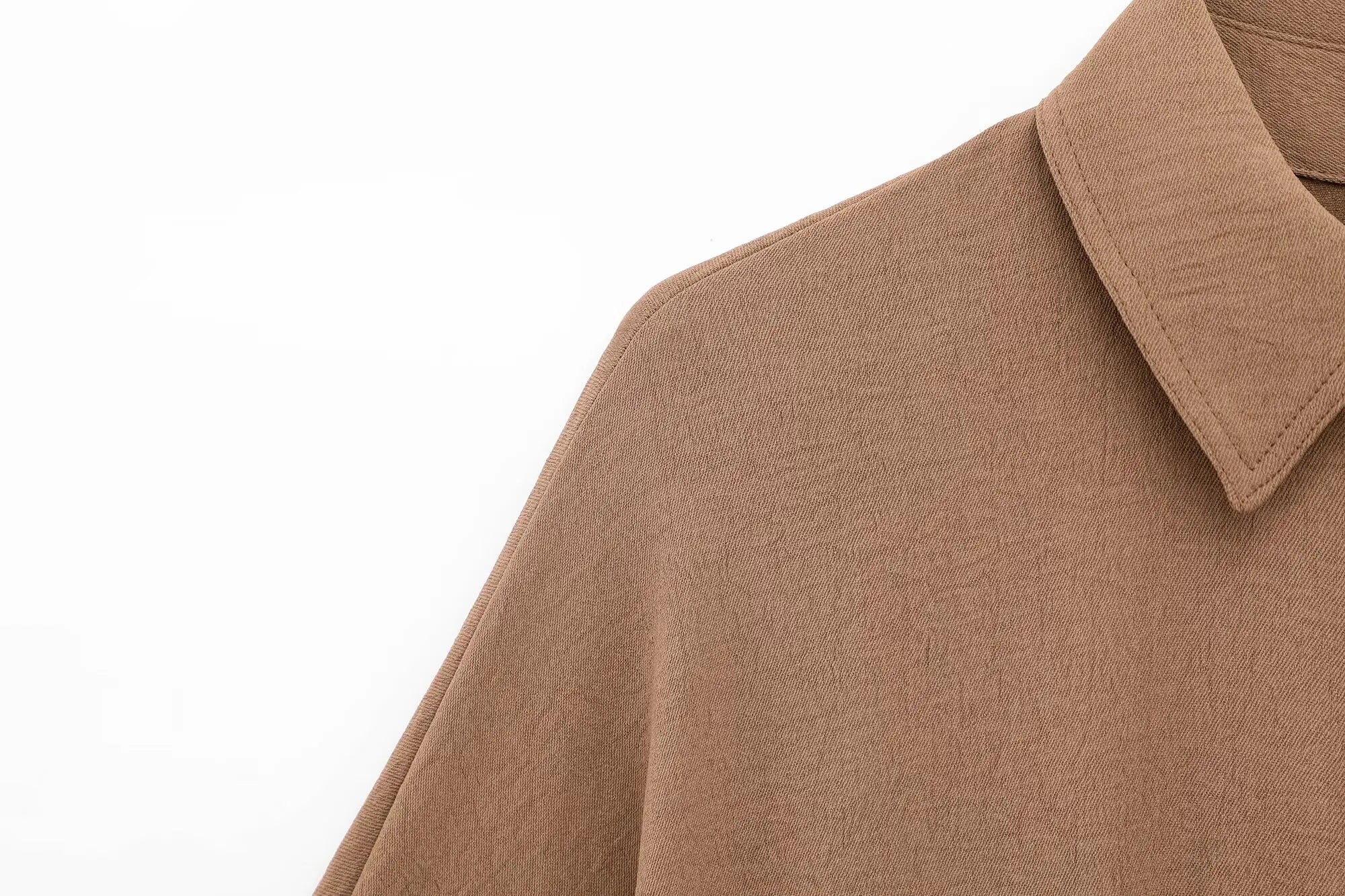 Women's Collared Roll-Up Sleeve Shirt and Drawstring Waist Wide Leg Pants Set