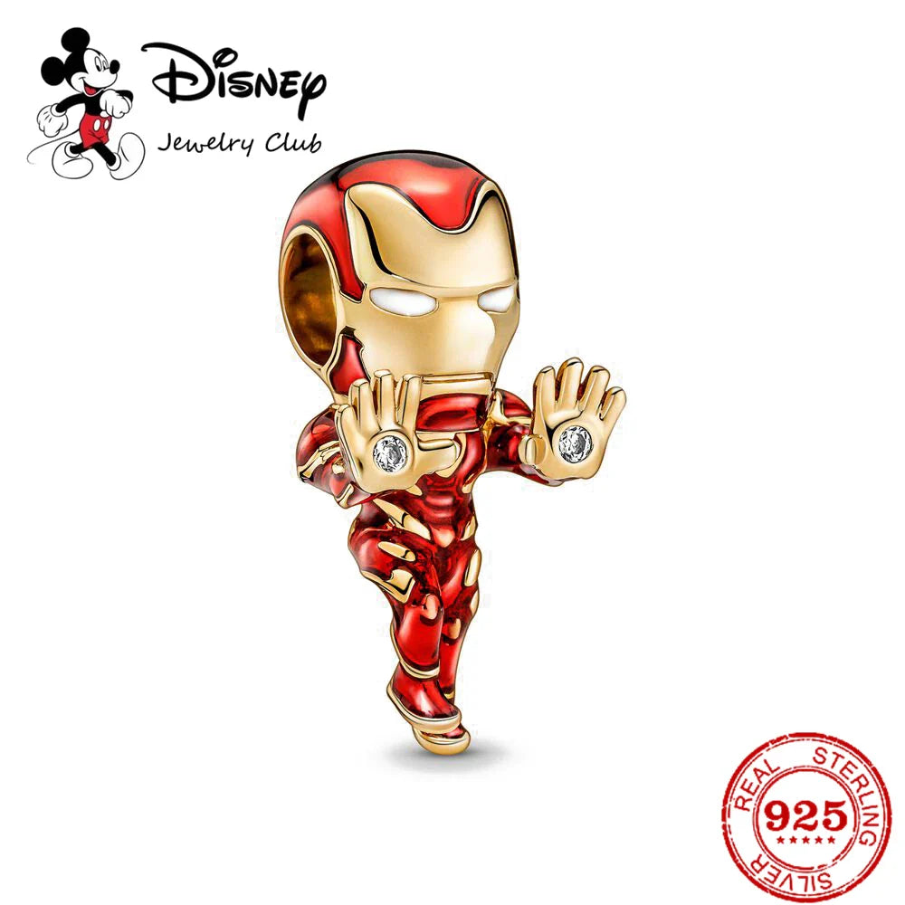 925 Sterling Silver Mickey Minnie Charm Beaded Fit Snake Bracelet DIY Ladies Jewelry