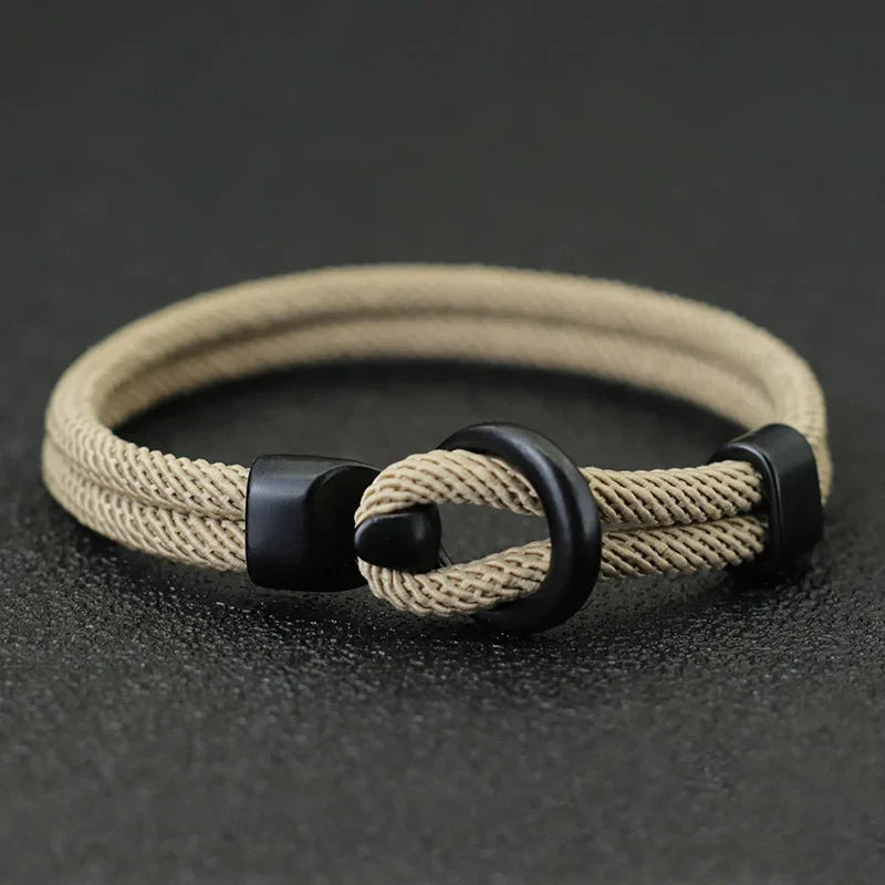 Men's Double Layer Paracord Survival Bracelet for Outdoor Camping and Adventure Gifts