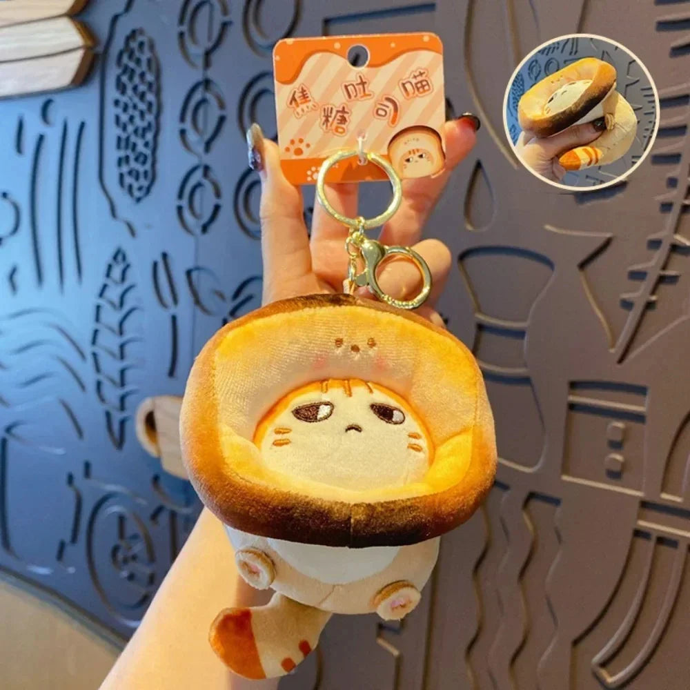 Cute Cocoa Cat Plush Keychain Pendant for Schoolbags and Dolls