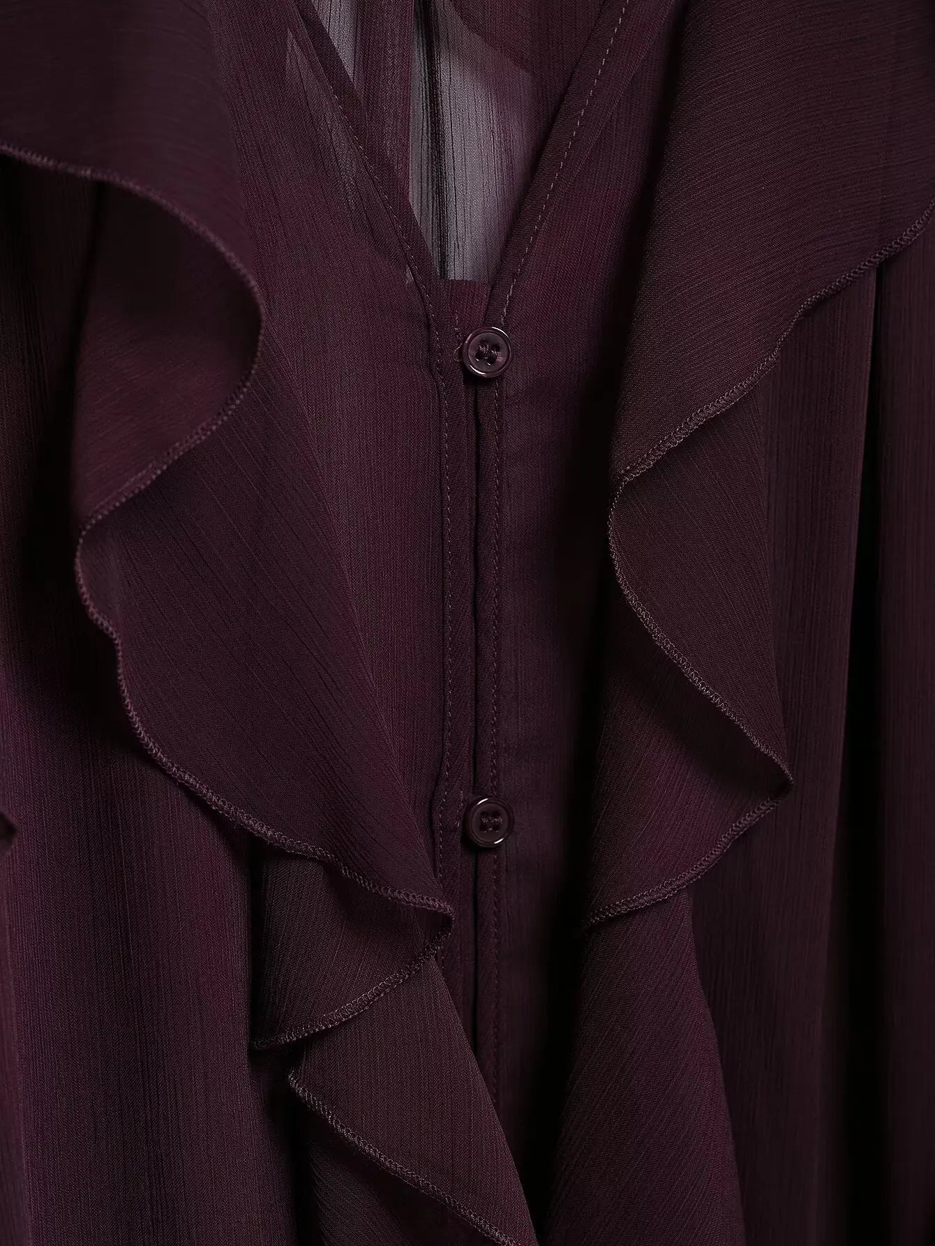 Sexy Women Translucent Ruffle Blouse V Neck Single Breasted Tiered Casual Top Beach Style Solid Shirt