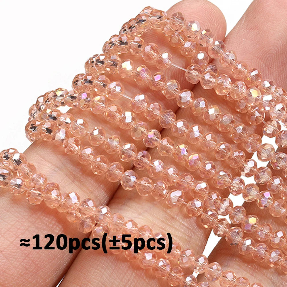 120 Pieces Crystal Glass Rondelle Beads Faceted Round Loose Spacer Beads for Jewelry Making