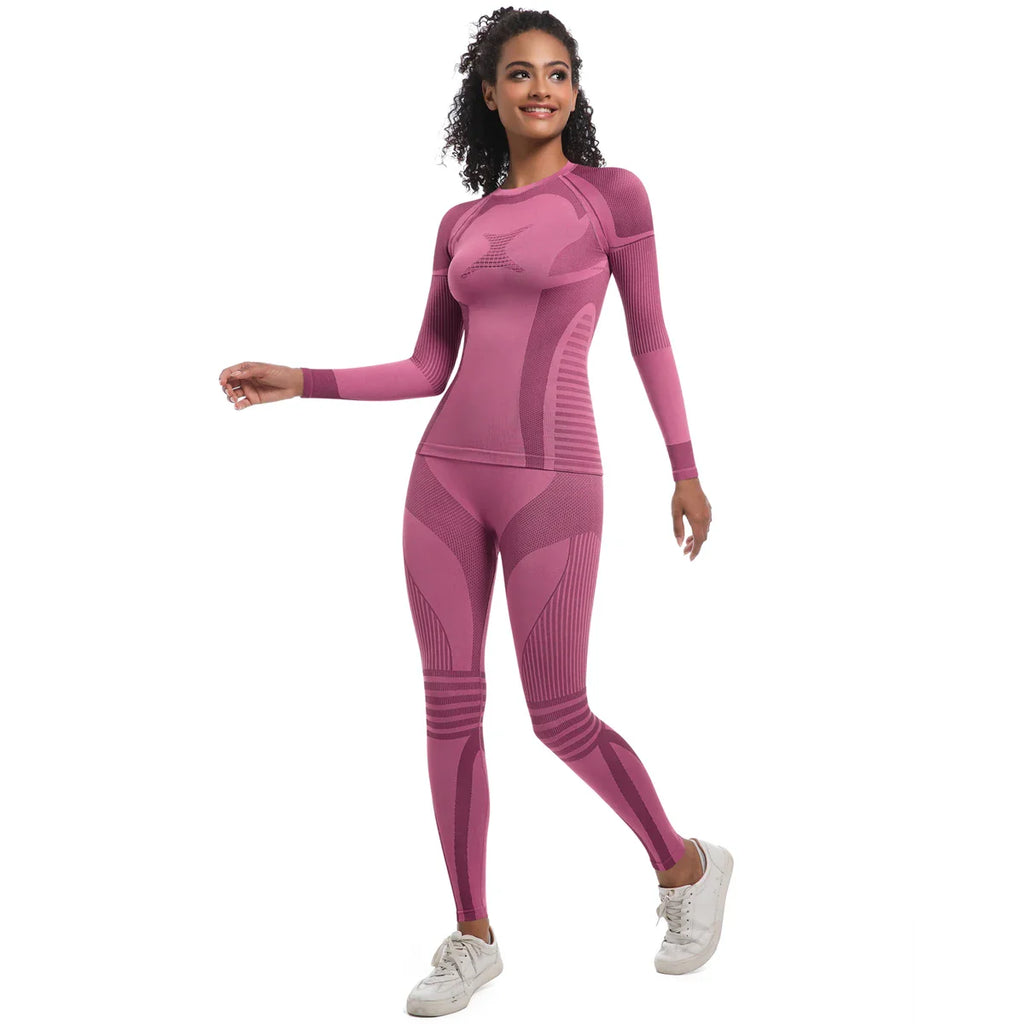 Women Thermal Skiwear Set Yoga and Fitness Workout Suit for Skiing Snowboarding Running and Exercise