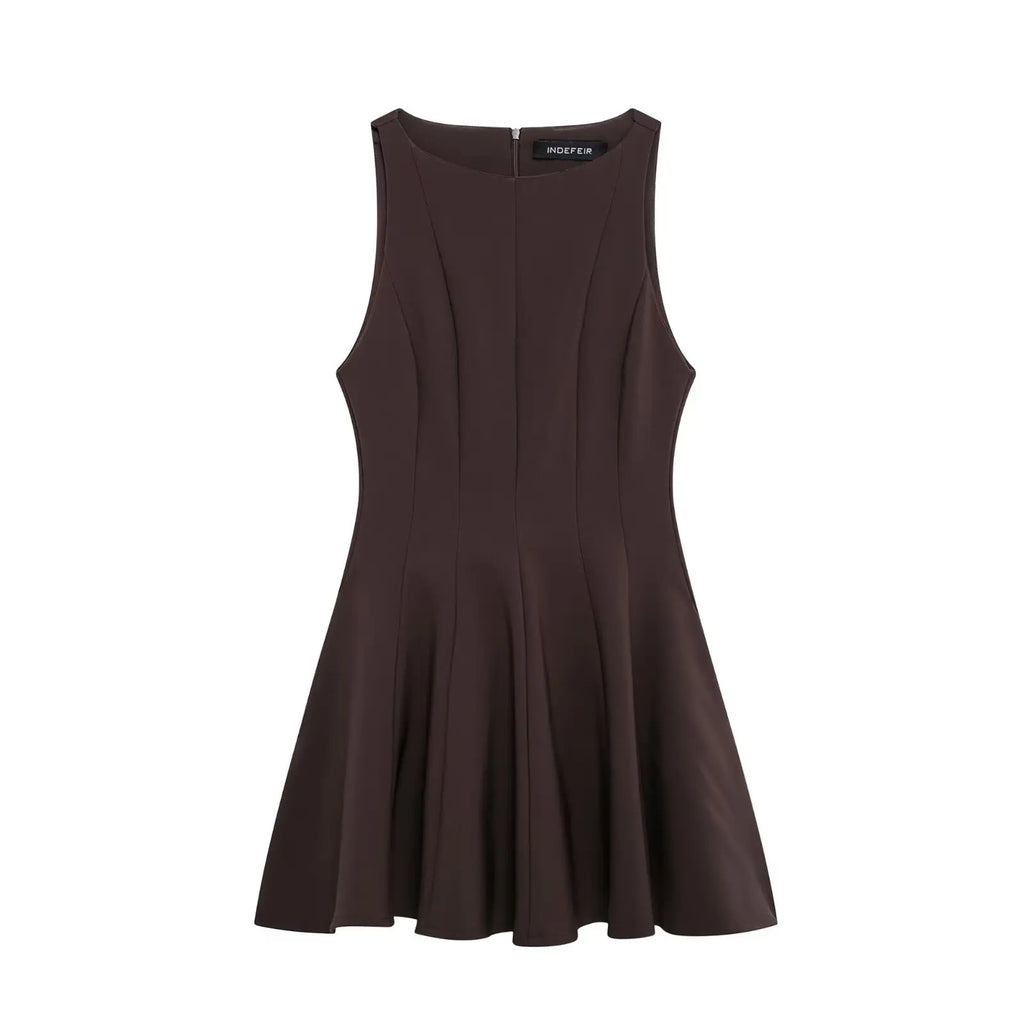Sleeveless Pleated Mini Dress For Women Casual Office