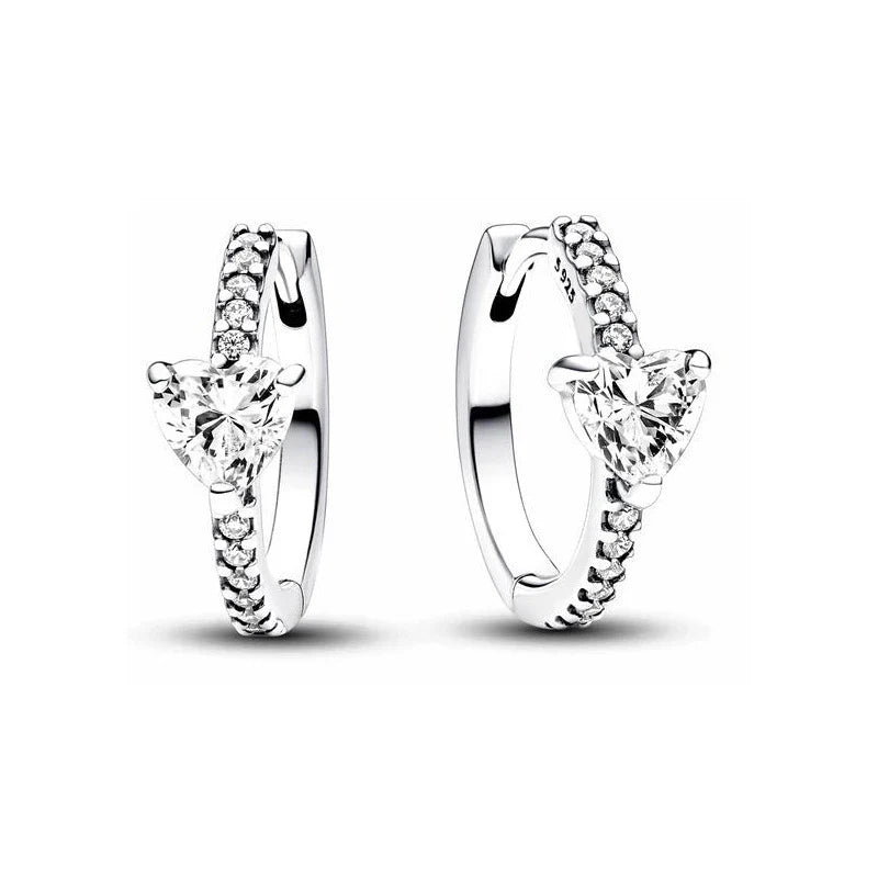 925 Silver Hoop Infinite Love Earrings with Blue Flower and White Stone Heart Pendant for Women Jewelry