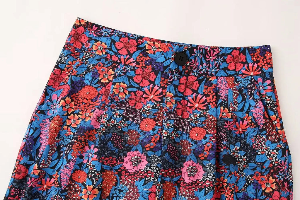 Women Casual Two Piece Set with Bow Decoration O-Neck Top and Button Pants