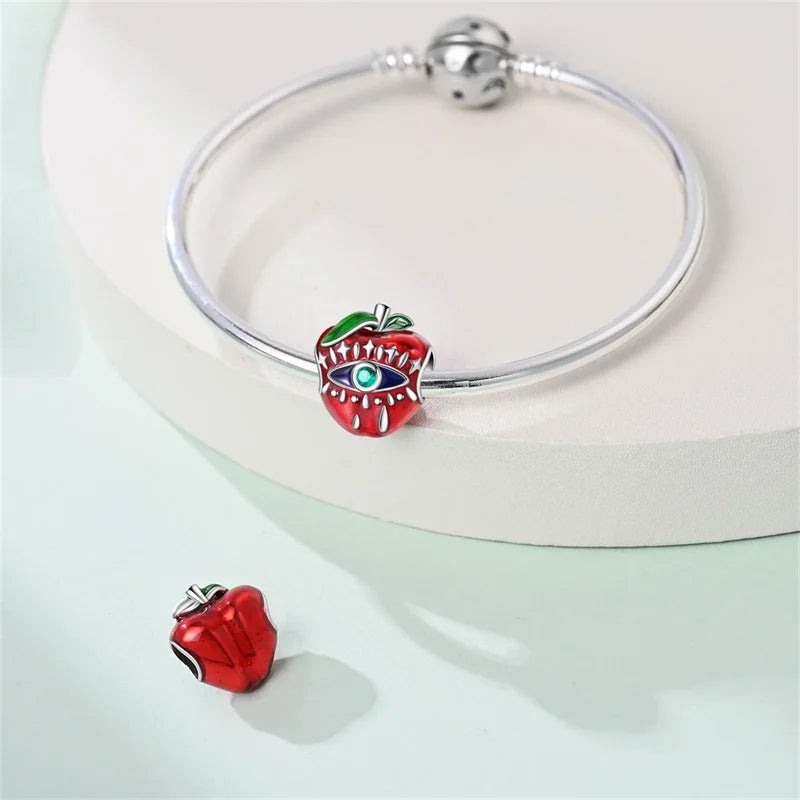 925 Silver Red Charms Beads for DIY Jewelry Bracelets Featuring Strawberry Ladybird and Lipstick Design