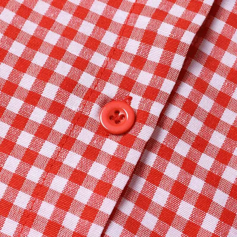 Boho Plaid Mini Dress Puff Sleeve A Line Sundress Style