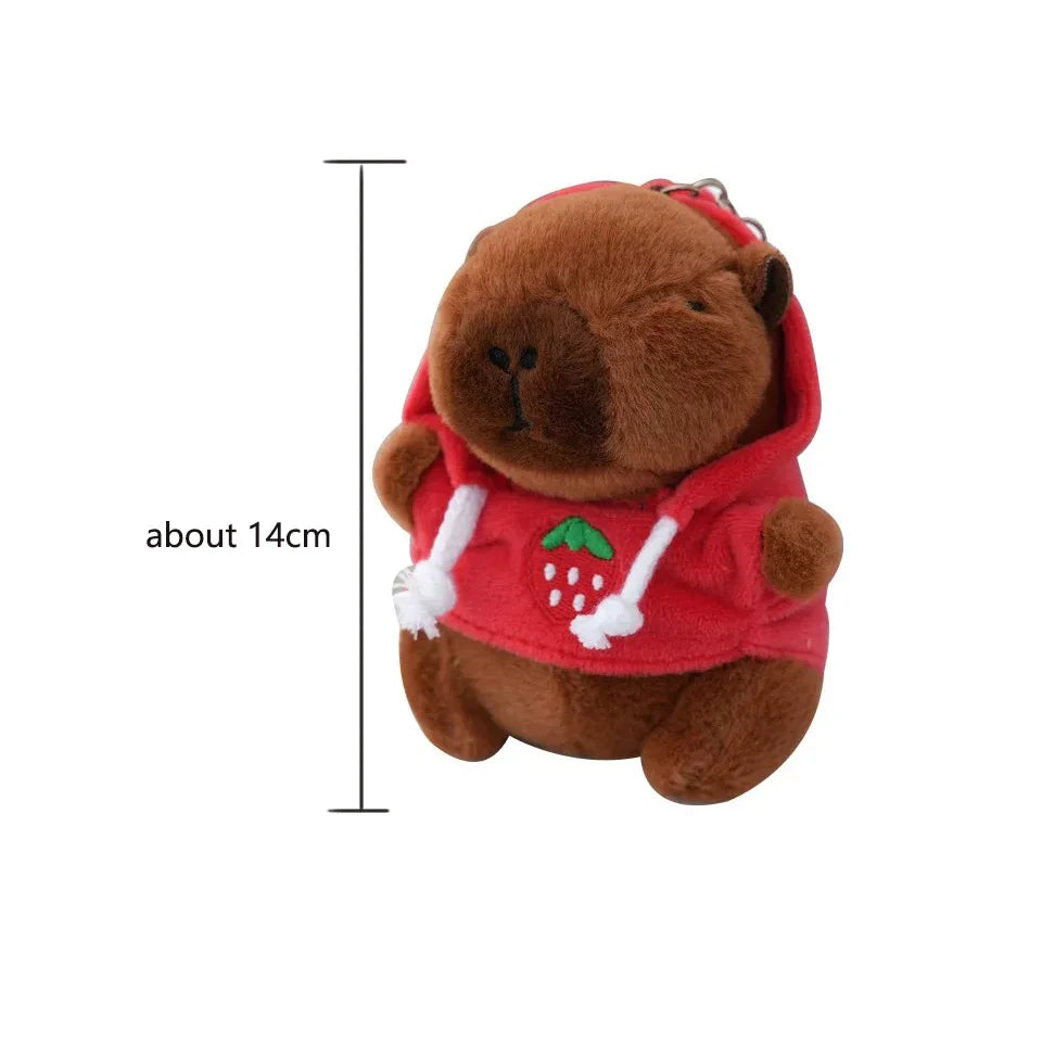 Cute Cartoon Capybara Plush Keychain Pendant Doll Bag Ornament with Clothes