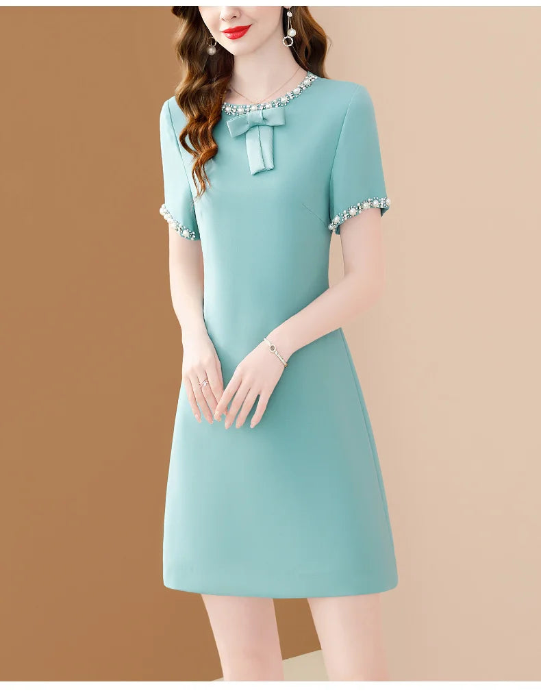Embroidered Flare Dress For Women Office A Line Style