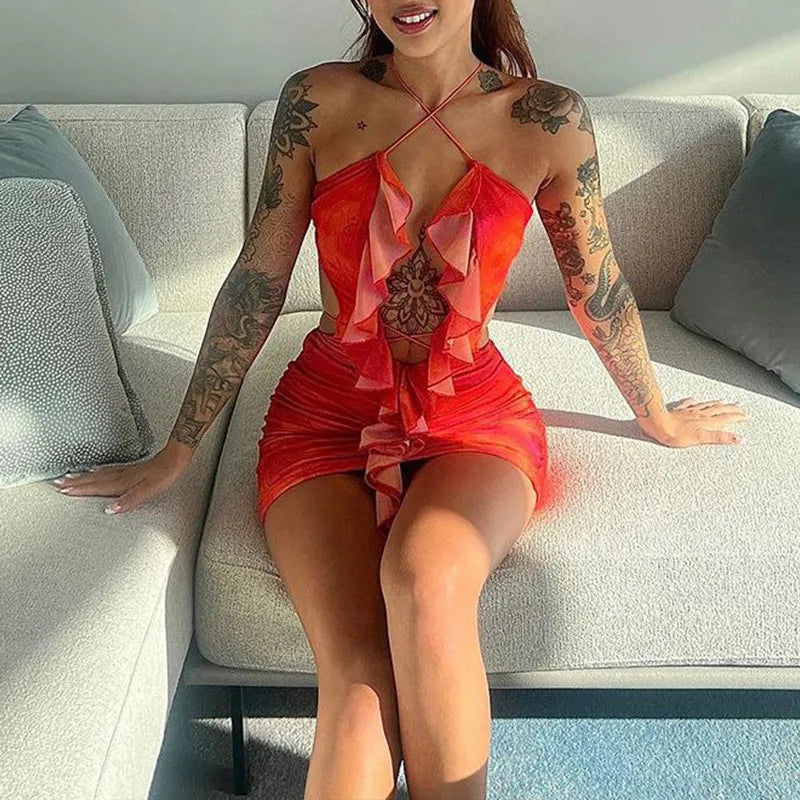 Backless Bodycon Dress Mini Sleeveless Black Hollow Out