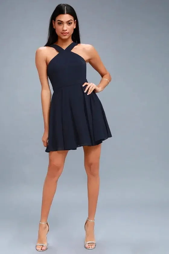 Sexy Backless Halter Mini Dress For Club Party Women