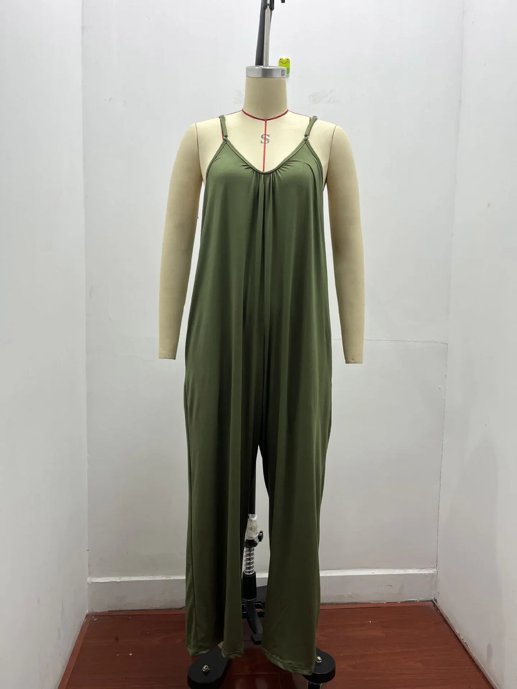 Women's Summer Strap Jumpsuit with Solid Color Design and Convenient Side Pockets Casual Lightweight Romper