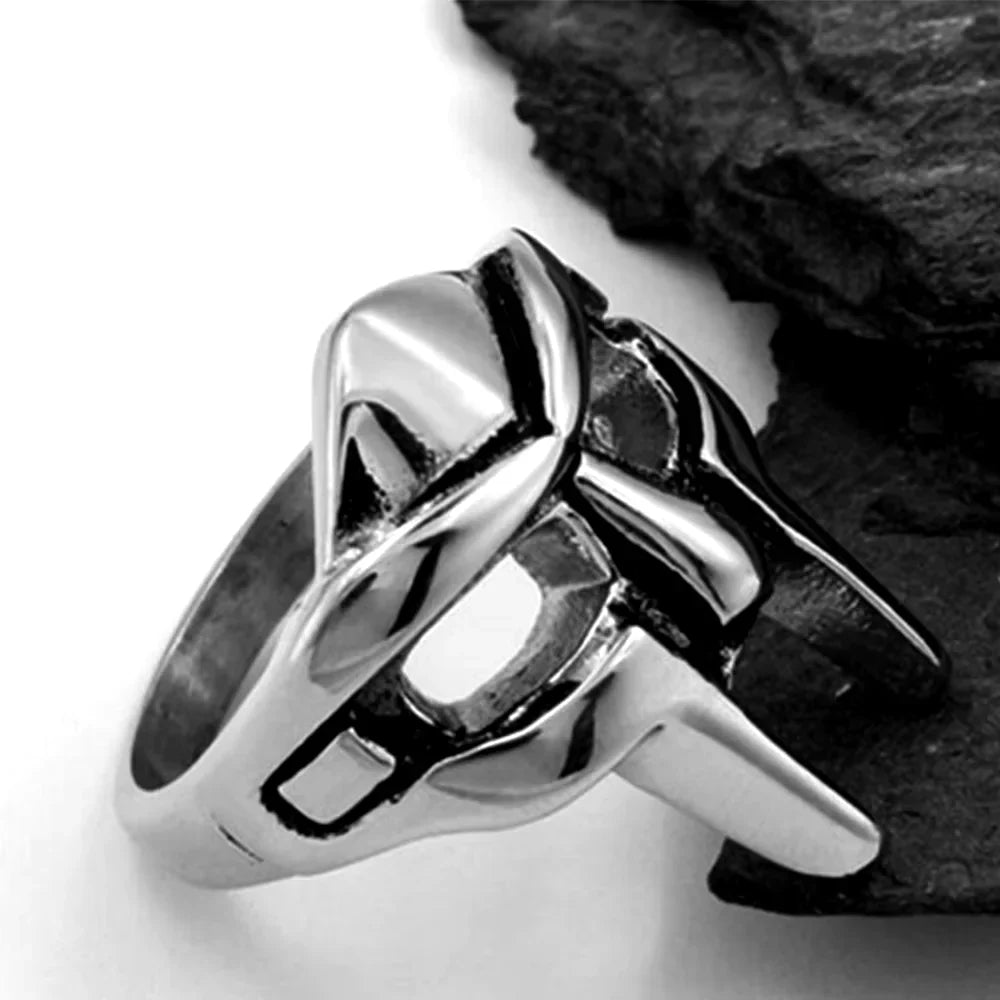 Vintage Goth Egyptian Pharaoh Ring Adjustable Steel Open Joint Ring for Men