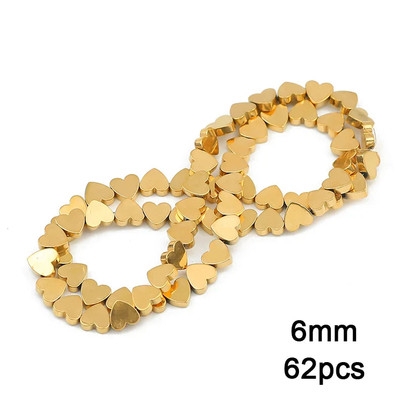 Hematite Natural Stone Gold Plated Loose Beads for DIY Jewelry Making - Star and Heart Shapes