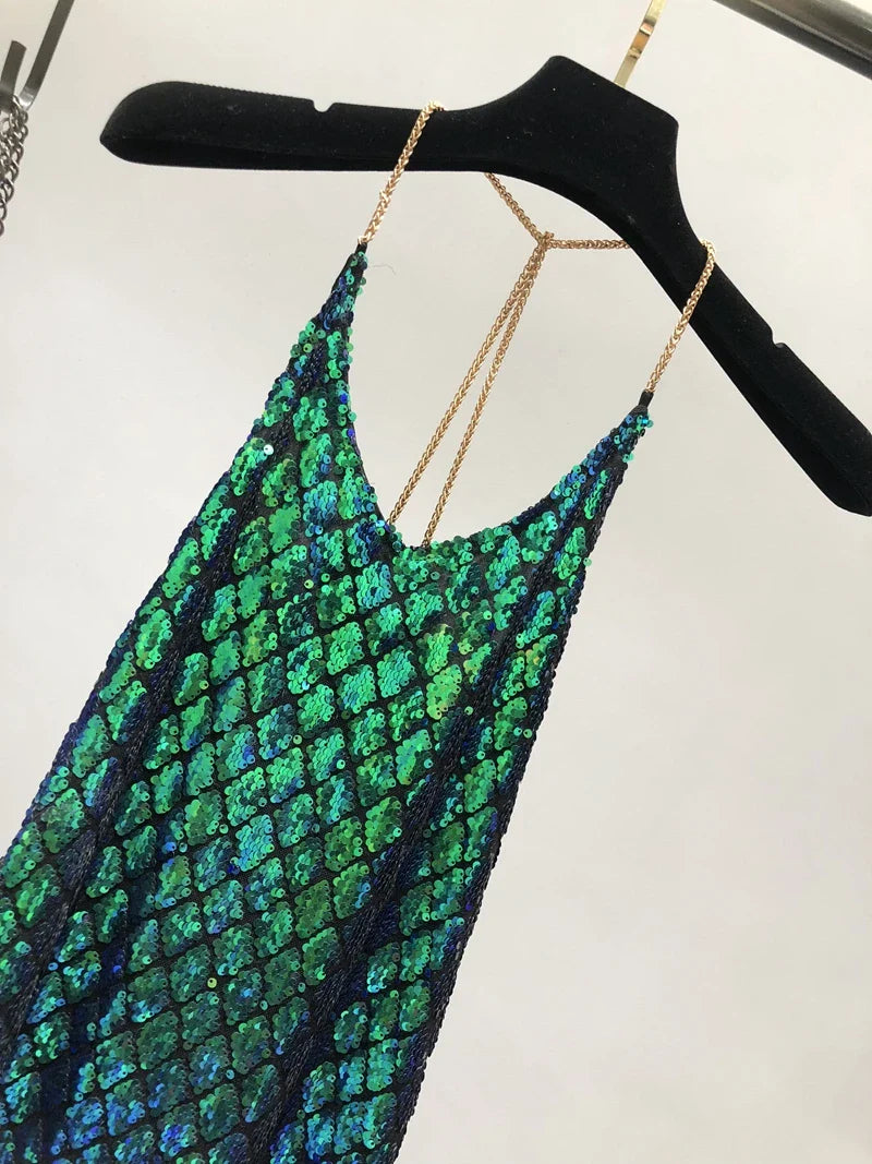 Sequins Backless Party Dress With Delicate Shoulder Straps