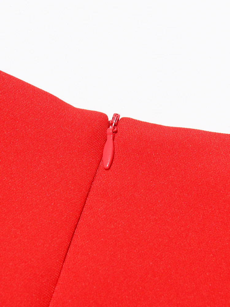 Hollow Out Patchwork Dress For Women V Neck Long Belted