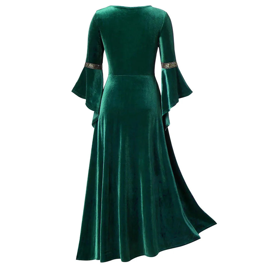 Medieval Cosplay Dress for Women Long Sleeve Elegant Gown