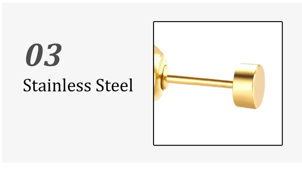 Stainless Steel Crystal Stud Earrings for Men and Women with 4 Prong Round Clear Cubic Zirconia