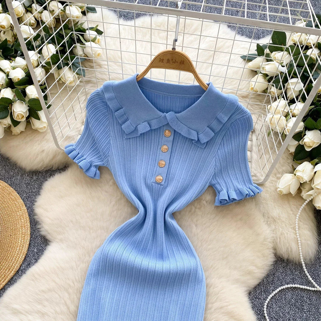 Knit Bodycon Sundress for Women With Striped Pattern