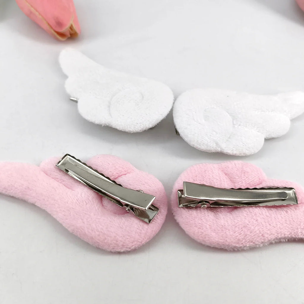 2Pcs Angel Wing Hair Clips Cute Plush Barrettes for Girls Party Wedding Birthday Accessories